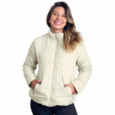 Imagem de Jaqueta Puffer Feminino Bobojaco Inverno Blusa Frio Forrada COR:CREMET
