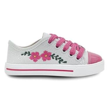 Imagem de Tênis Old Star Casual Infantil Cano Baixo com Bordado Floral-Feminino