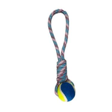 Imagem de Brinquedo Para Cães Cabo De Guerra Com Bola De Tênis - Mega Chens, Azu