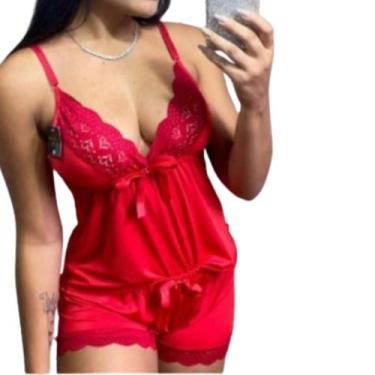 Imagem de Baby Doll Short Doll Pijama Feminino Liso Estampado Renda - Lumu Modas