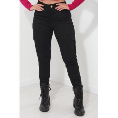 Imagem de Calça Jeans Cargo  - Dorcas, Preto, 48