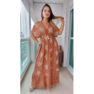 Imagem de Vestido Longo Indiano Linha Luxo Premium Boho Chic c/ Forro-cod.135 - 