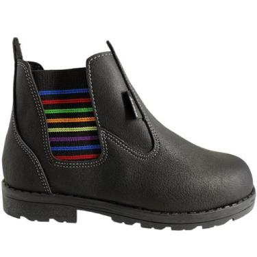 Imagem de Botina Casual Infantil Com Listras Coloridas Sames 6136, Preto, 27