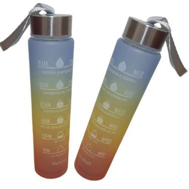 Imagem de Garrafa Motivacional 280ml Degrade Tie Dye Colorida Barata