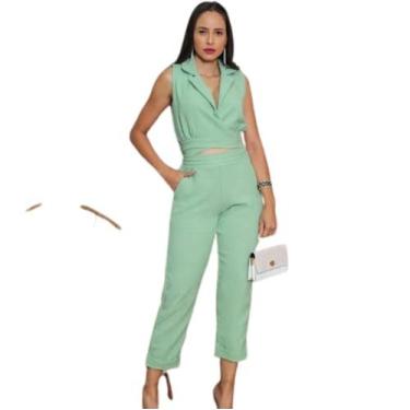 Imagem de Conjunto Linho Blusa e Calça Feminino Verde, Crú, Laranja Pink , Fucsa
