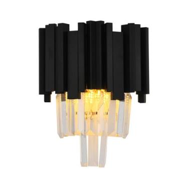 Imagem de Arandela Pequena Detalhes Preto c Pingentes Cristal - LUXdécor