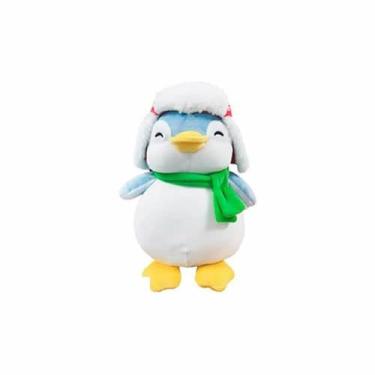 Imagem de Pinguim de pelúcia com chapéu de inverno e cachecol - MINISO