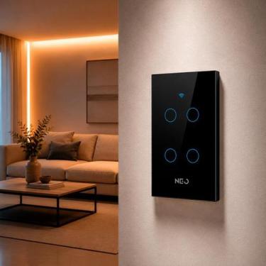 Imagem de Interruptor Inteligente Smart Wi-fi Alexa google 4 Botões 4x4 Bivolt P