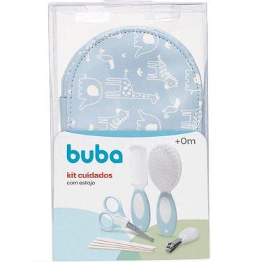Imagem de Kit BABY C/ESTOJO Lixa Tesoura Cortador Pente Escova Buba, Azul