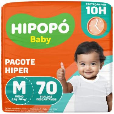 Imagem de Fralda Hipopó Baby Tamanho M Pacote Hiper 70 Unidades Descartáveis