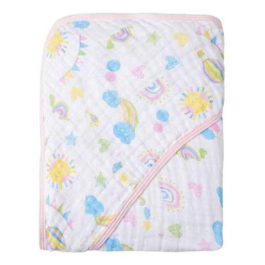 Imagem de Toalha de banho fralda soft duas camadas de tecido com capuz para bebê
