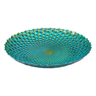 Imagem de Centro de Mesa Redondo Istanbul Vylux 50cm Verde/Dourado