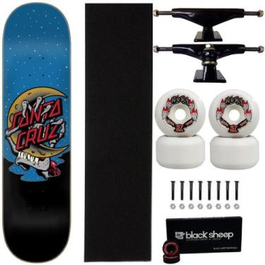 Imagem de Skate Santa Cruz Montado 8.0 Crescent Hand Next 57mm Abec 15, Branco, 