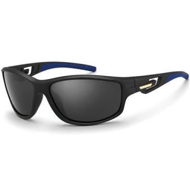 Imagem de Óculos de Sol Masculino Preto Design Esportivo Polarizado Proteção UV4