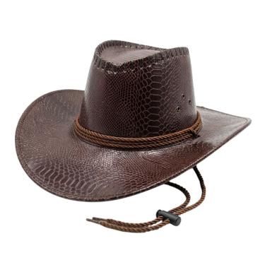 Imagem de Chapéu Country Cowboy Aba Larga Marrom Tamanho Único para Rodeio e Cavalgada Unissex