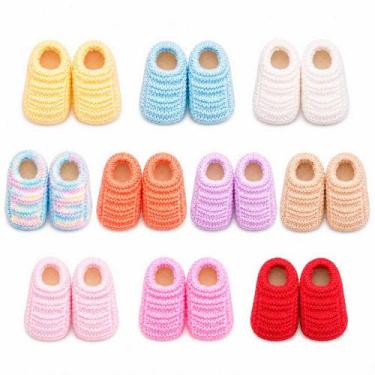 Imagem de Kit Combo Bebê 10 Sapatinhos de Bebê de Tricô 0 a 3 meses Recém Nascid