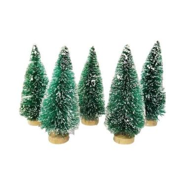 Imagem de Mini Árvores De Natal Decorativas: Enfeites De Neve De Inverno Em Resi