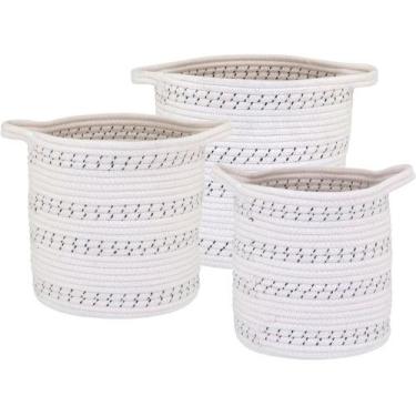 Imagem de Cesta Organizadora Cachepô 3 Peças Allegra Branco Tecido - NH