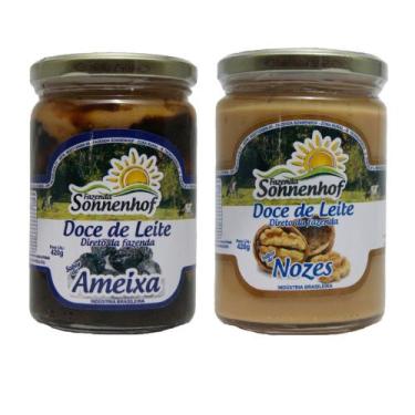 Imagem de Kit 1 Doce de Leite Mineiro com Ameixa + 1 com Nozes 420g - Fazenda So