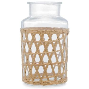 Imagem de Vaso Wolff de Vidro e Fibra Natural 14cm x 23cm