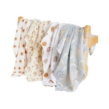 Imagem de Conjunto De Fraldas De Muslin Para Bebês 4PCS 60x60cm Confortáveis Par