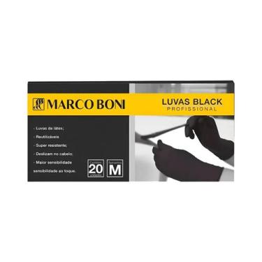 Imagem de Luva em látex black 20 unidades tamanho m marco boni, PRETO