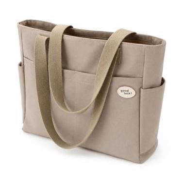 Imagem de Bolsa Feminina Tote Lona Grande Canvas Faculdade Reforçada Cor:CINZA-C