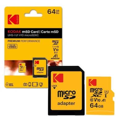 Imagem de Cartão de Memória Micro SD 64GB 90MB/s Kodak A1 HS-I V10