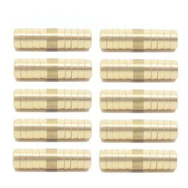 Imagem de Kit 10 união emenda mangueira espigão 3/8 bm latão forjado - BECOGASME