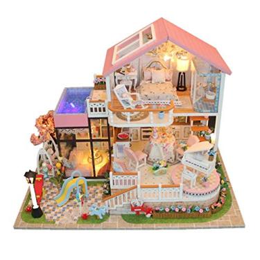 Imagem de móveis em miniatura madeira para casa bonecas DIY com LED e música presentes aniversário para meninos e meninas, Sweet Talk Noble Conventional