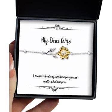 Imagem de SpreadPassion Presentes motivacionais para esposa, I Promise to Always Be There For You no Matter What, Best Valentine's Day Girassol Pulseira Presentes para esposa