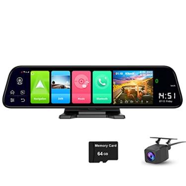 Imagem de XRC TECH Câmera veicular para painel de carro, rede 4G, retrovisor inteligente Android, tela sensível ao toque de 12 polegadas, Wi-Fi, ADAS, navegação GPS, Bluetooth, monitoramento remoto por aplicativo móvel (cartão de 64 GB incluído)