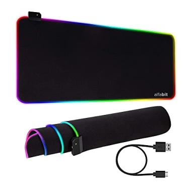 Imagem de Mouse Pad para Jogos RGB Grande com Bordas Costuradas, Base Antiderrapante, Teclado Resistente à Agua, Tapete de Mesa para Gamer, Escritório e Casa, 80*30 cm