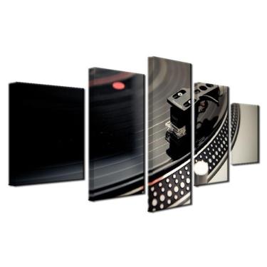 Imagem de Quadro Decorativo Toca Disco 5 partes 130x65 em tecido