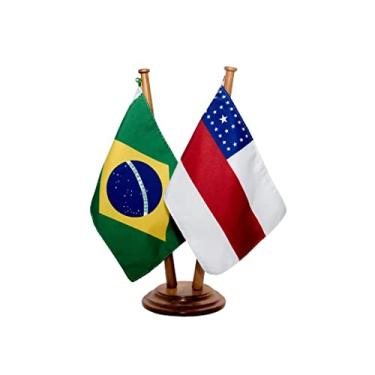 Imagem de Bandeira De Mesa Brasil E Estado Amazonas 12x17cm