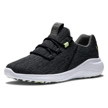 Imagem de FootJoy Tênis de golfe feminino Flex Coastal estilo temporada anterior, Preto/limão, 35