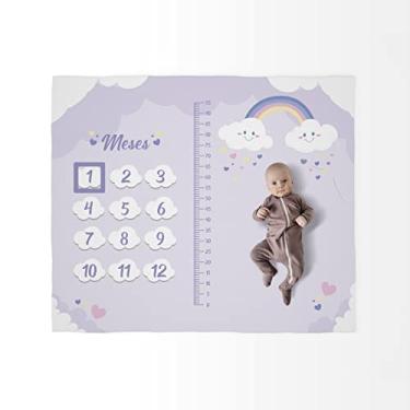 Imagem de Tapete Cenário Para Fotos Mesversário Nuvem 1,25mx1,45m (Lilás)