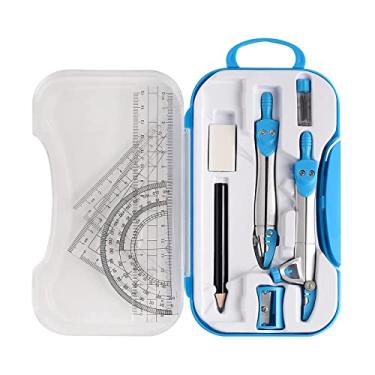 Imagem de YIJU Kit de Geometria Matemática Conjunto de Bússola Transferidor Régua Escolar para Desenho Doméstico, Azul