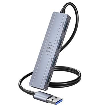 Imagem de Hub de dados ultra fino USB 3.0 de 4 portas, adaptador divisor extensor de porta TargetGo USB 2.0 com cabo longo de 4 m para desktop, MacBook, Surface Pro, XPS, PC, Flash Drive, HDD móvel
