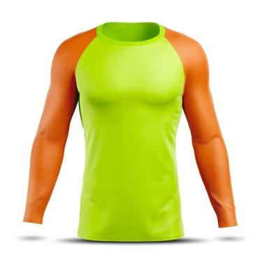 Imagem de Camiseta Térmica Segunda Pele Ad Store Dry Fit Verde Neon E Laranja