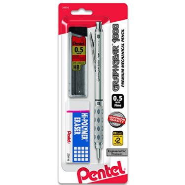 Imagem de Pentel Lápis de desenho automático Graph Gear 1000 (0,5 mm), borracha de chumbo e bloco, embalagem com 1 (pg1015lzb)