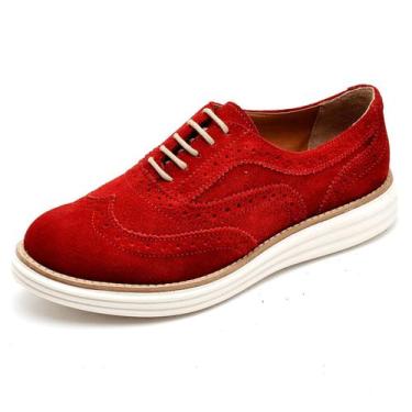 Imagem de Sapato Oxford Plataforma Feminino Q&A Calçados Vermelho - Qa Calçados