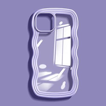 Imagem de Capa transparente de onda encaracolada para iPhone 11 12 13 Pro Max 7 8 X XR XS híbrida capa de pára-choque à prova de choque, roxa, para iPhone12 Pro Max
