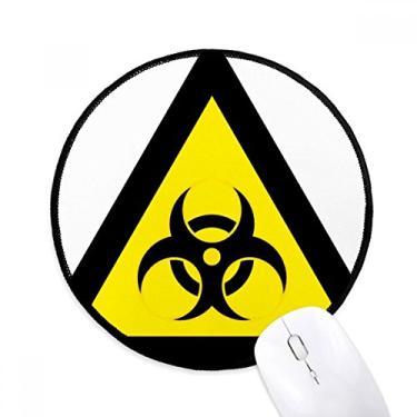 Imagem de DIYthinker Símbolo de aviso amarelo preto infecção triângulo mouse pad desktop escritório tapete redondo para computador