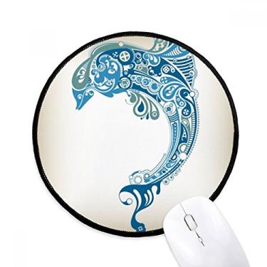 Imagem de Mouse pad Blue Ocean Dolphin Illustrate Desktop Office Tapete redondo para computador