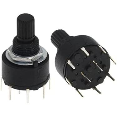 Imagem de Codificador de Interruptor 10PCS RS16 Plástico 16MM Interruptor de Banda Rotativa 2 Pólo 3 4 Posição 1 Pólo 5 6 8 Comprimento da Alça de Posição 15MM Interruptor de Banda Eixo (Cor: OneColor, Tamanho: 2 Polos 4)