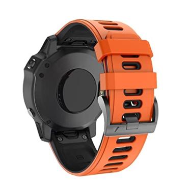Imagem de HAZELS Pulseira de relógio inteligente para Garmin Fenix 6 6X 7X 7 5X 5 5S 3 3HR Forerunner 935 945 Pulseira de liberação rápida Silicone 22 26mm Pulseira (Cor: Laranja Preto, Tamanho: 26mm Fenix 7X)