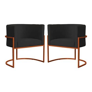 Imagem de Kit 02 Poltronas Decorativa Luana Base Bronze Suede Cores - DS Estofados