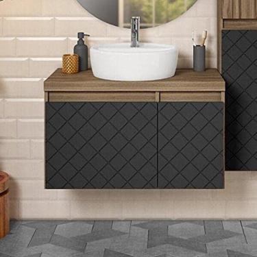 Imagem de Gabinete 1 Porta 1 Gaveta 80cm Mônaco Darabas Agardi Terracota/preto