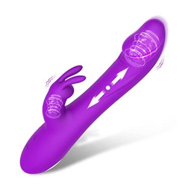 Imagem de Vibrador Feminino de Coelho Telescópico Masturbador Ponto G Estimulador do Clitóris Erótivo 13 Modos (Rosa)